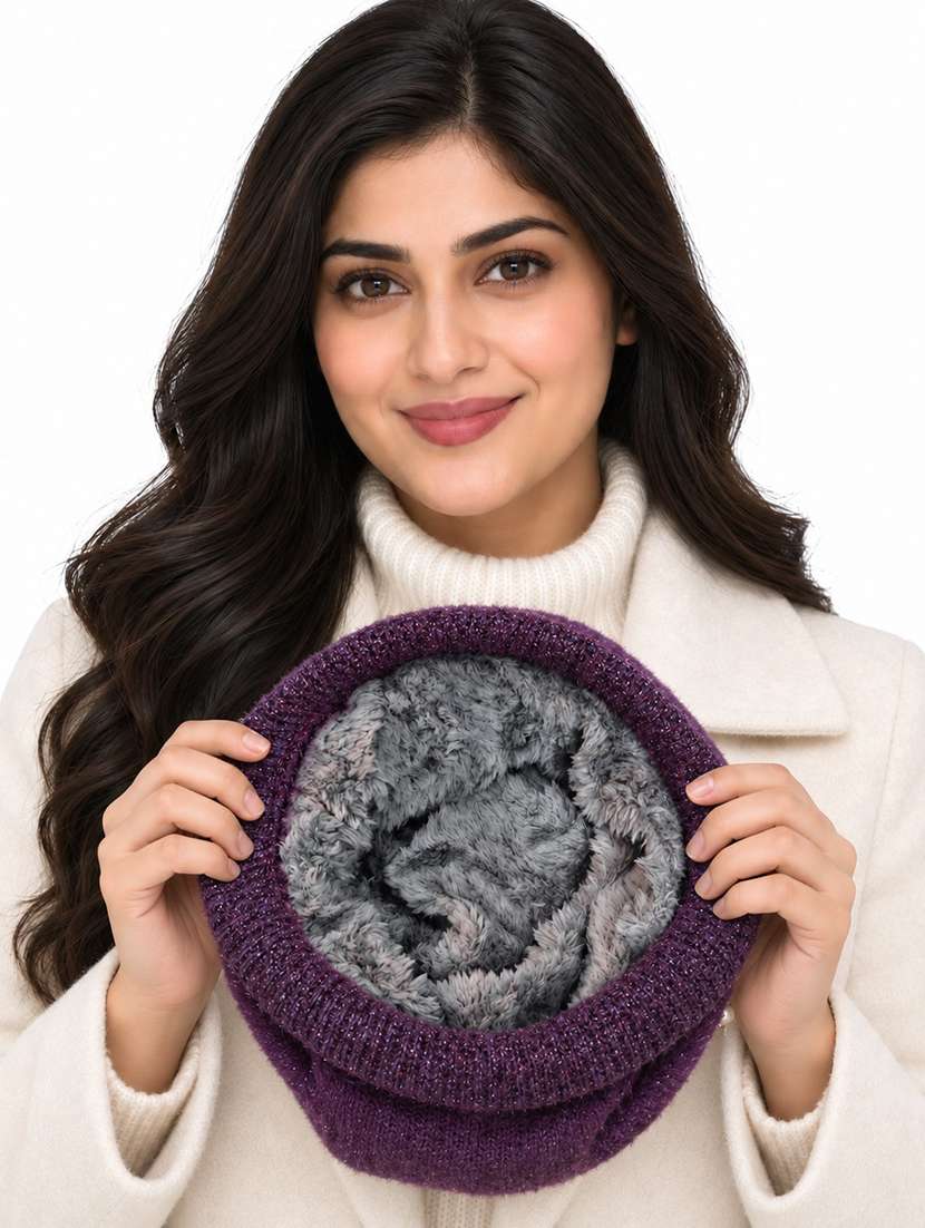 Women Solid Winter Cap With Knit Brim - 22702597 -  Standard Image - 3