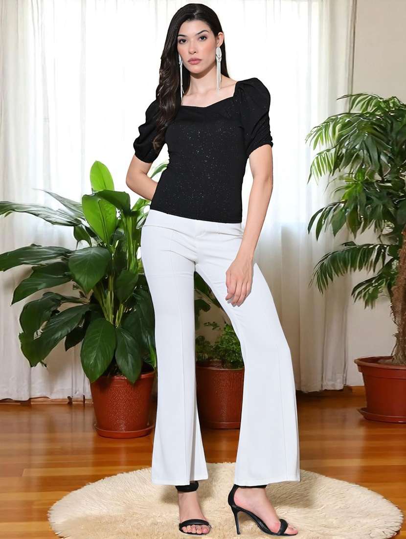 Women Self Design Puff Sleeves Regular Top - 22702796 -  Standard Image - 5