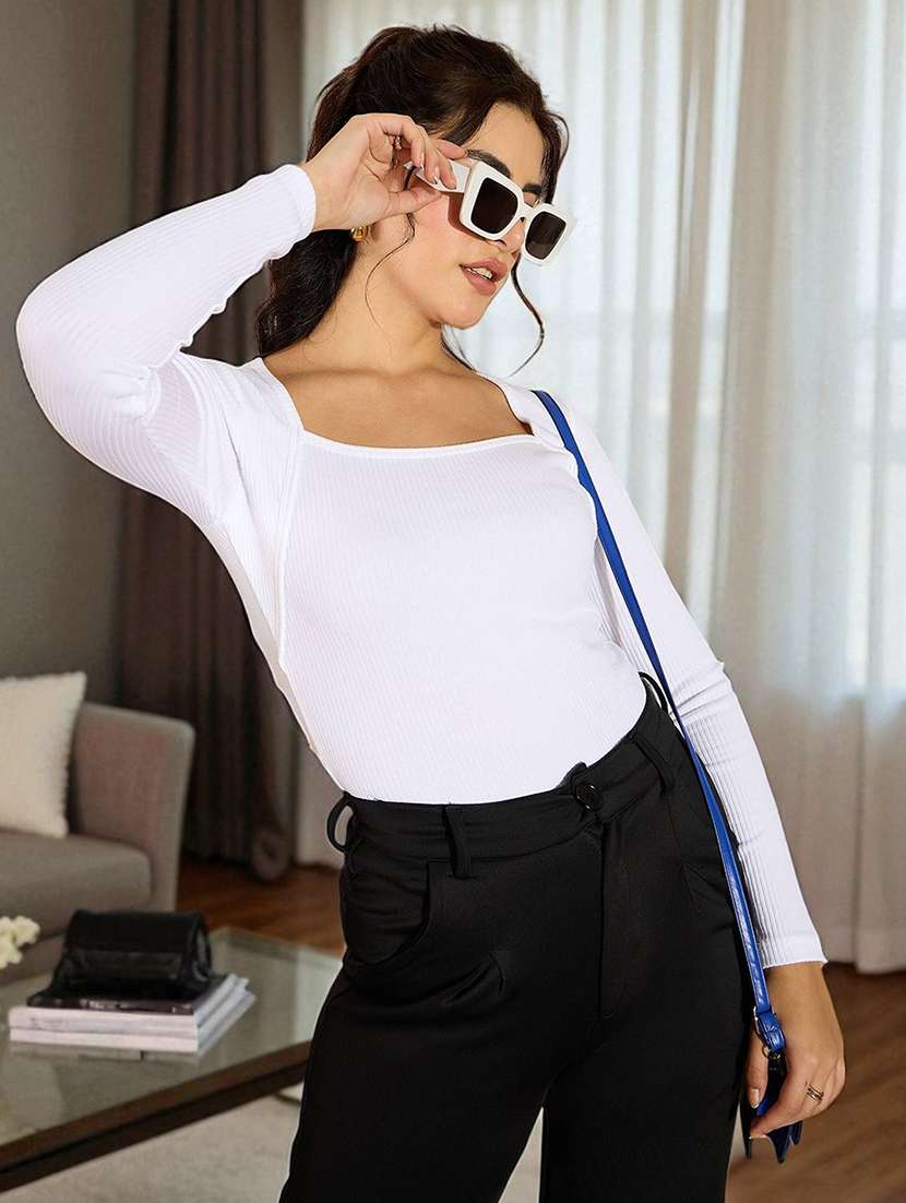 women solid long sleeves regular top