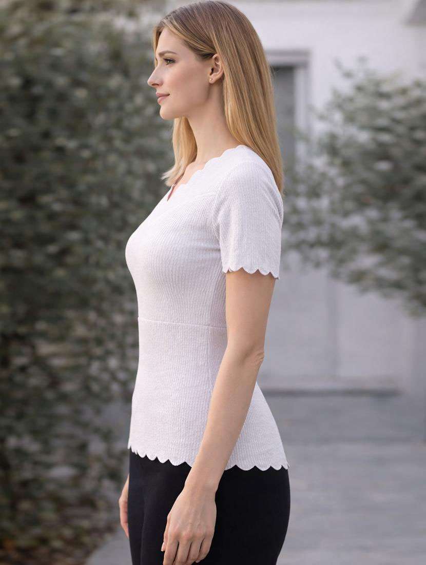 Women Self Deisgn Short Sleeves Regular Top - 22702884 -  Standard Image - 3