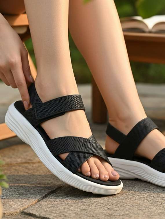 women solid back strap sandal