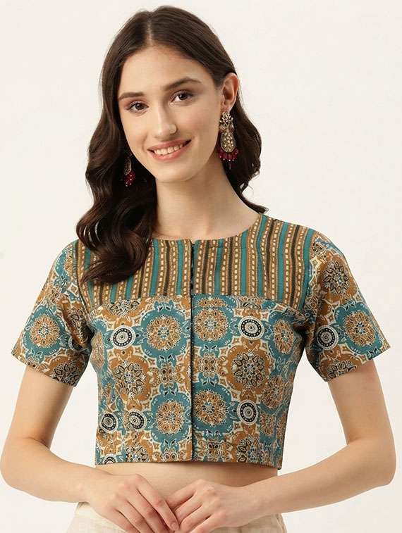 women printed short sleeves regular blouse