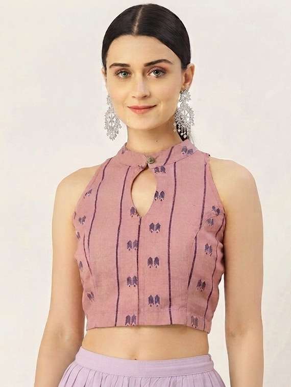 women printed sleeveless regular blouse