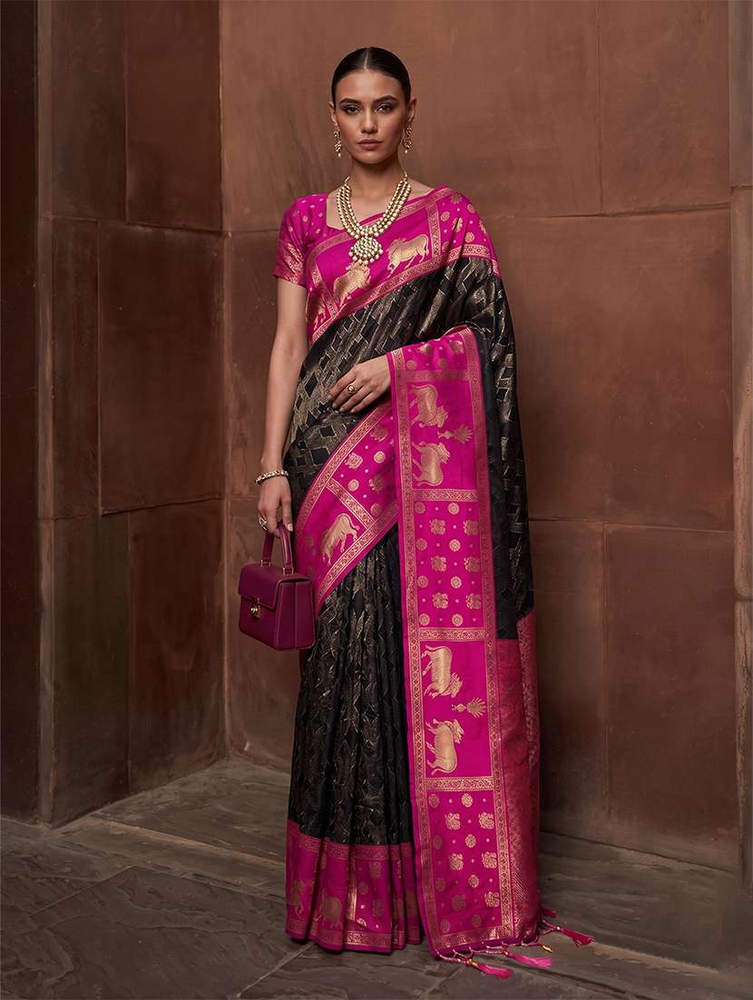 women self design banarasi saree with blouse