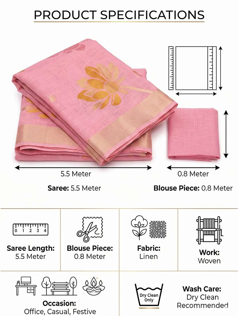 Women Self Design Handloom Saree With Blouse - 22703350 -  Standard Image - 3