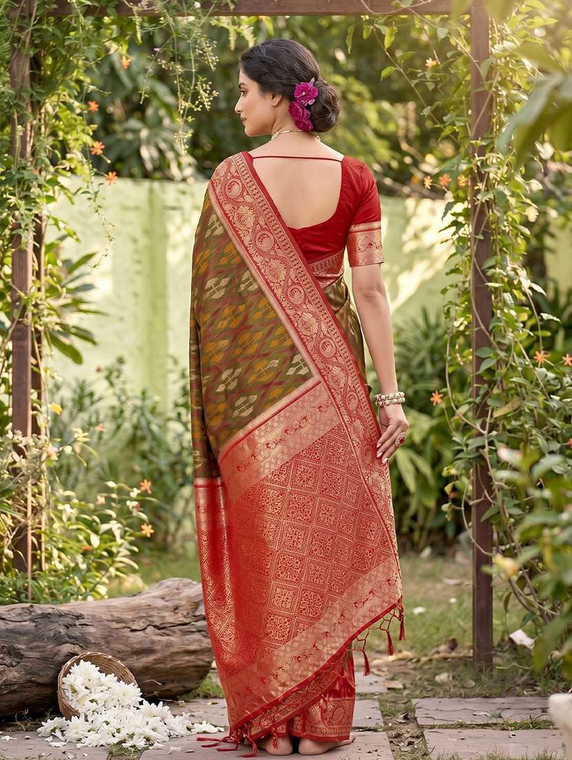 Women Self Design Pochampalli Saree With Blouse - 22703463 -  Standard Image - 3