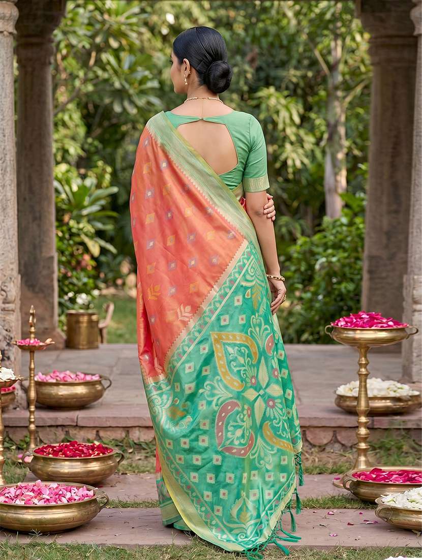Women Self Design Pochampalli Saree With Blouse - 22703477 -  Standard Image - 3