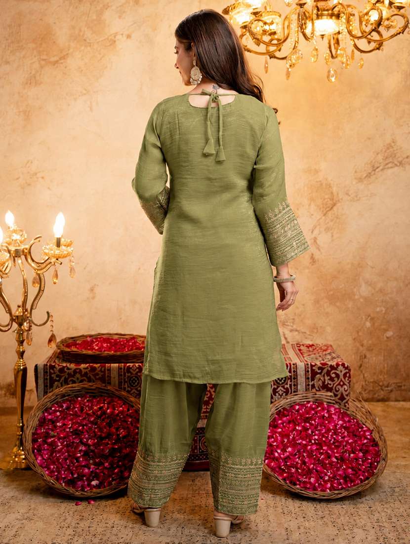 Women Embroidered Long Sleeves Kurta Salwar Set With Dupatta - 22703588 -  Standard Image - 5