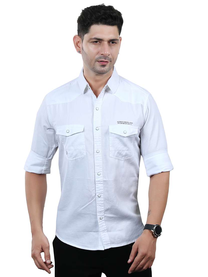 men solid long sleeve regular fit casual shirt