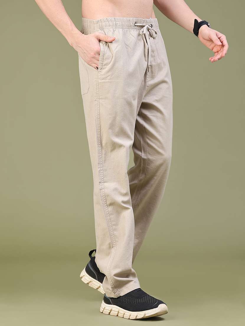 Men Solid Mid Rise Flat Front Casual Trouser - 22703868 -  Standard Image - 3