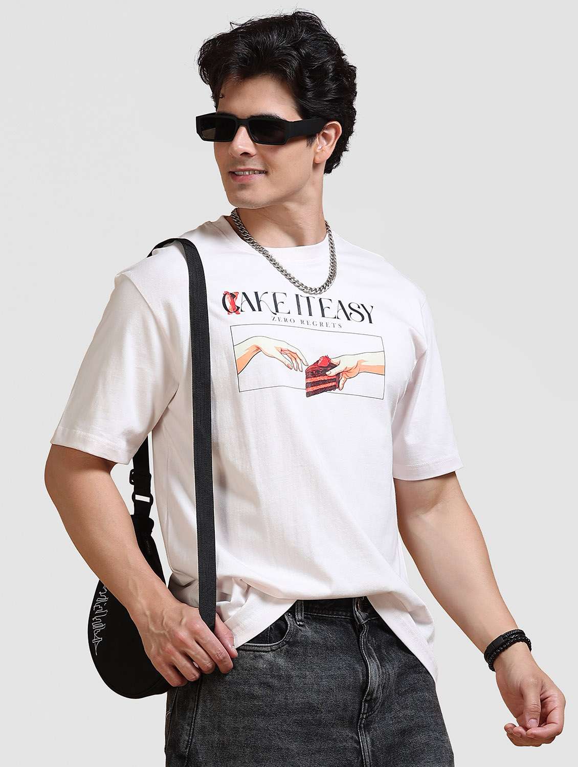 men printed short sleeve loose fit t-shirt