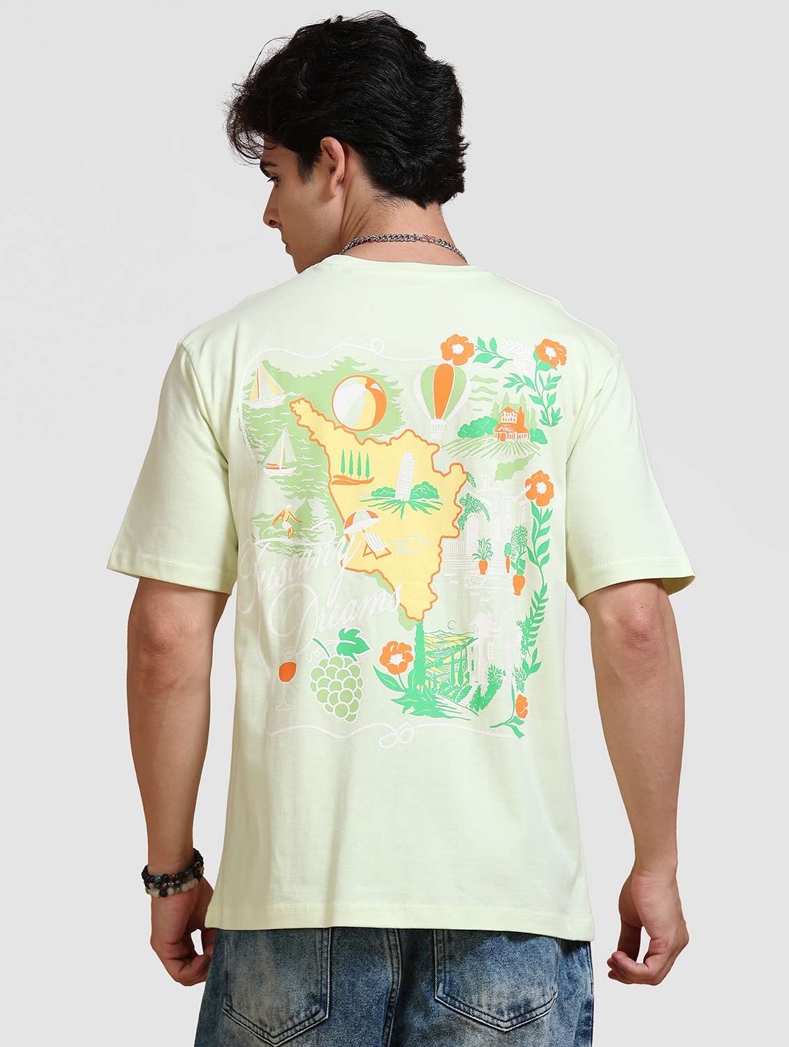 men printed short sleeve loose fit t-shirt