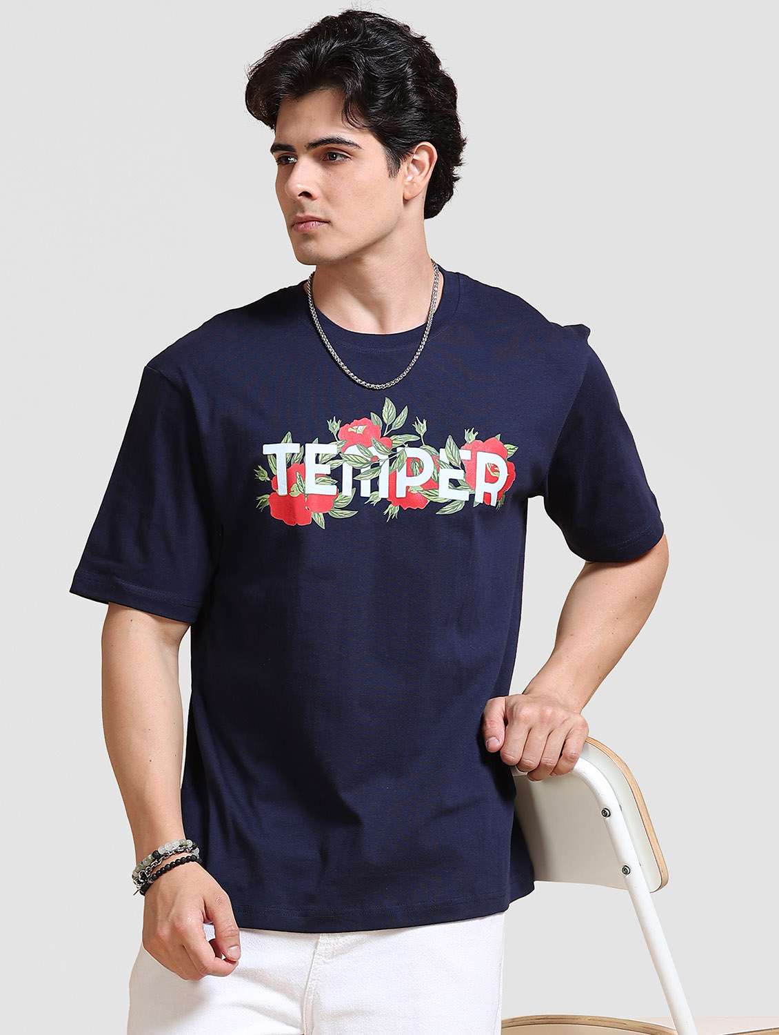 men printed short sleeve loose fit t-shirt