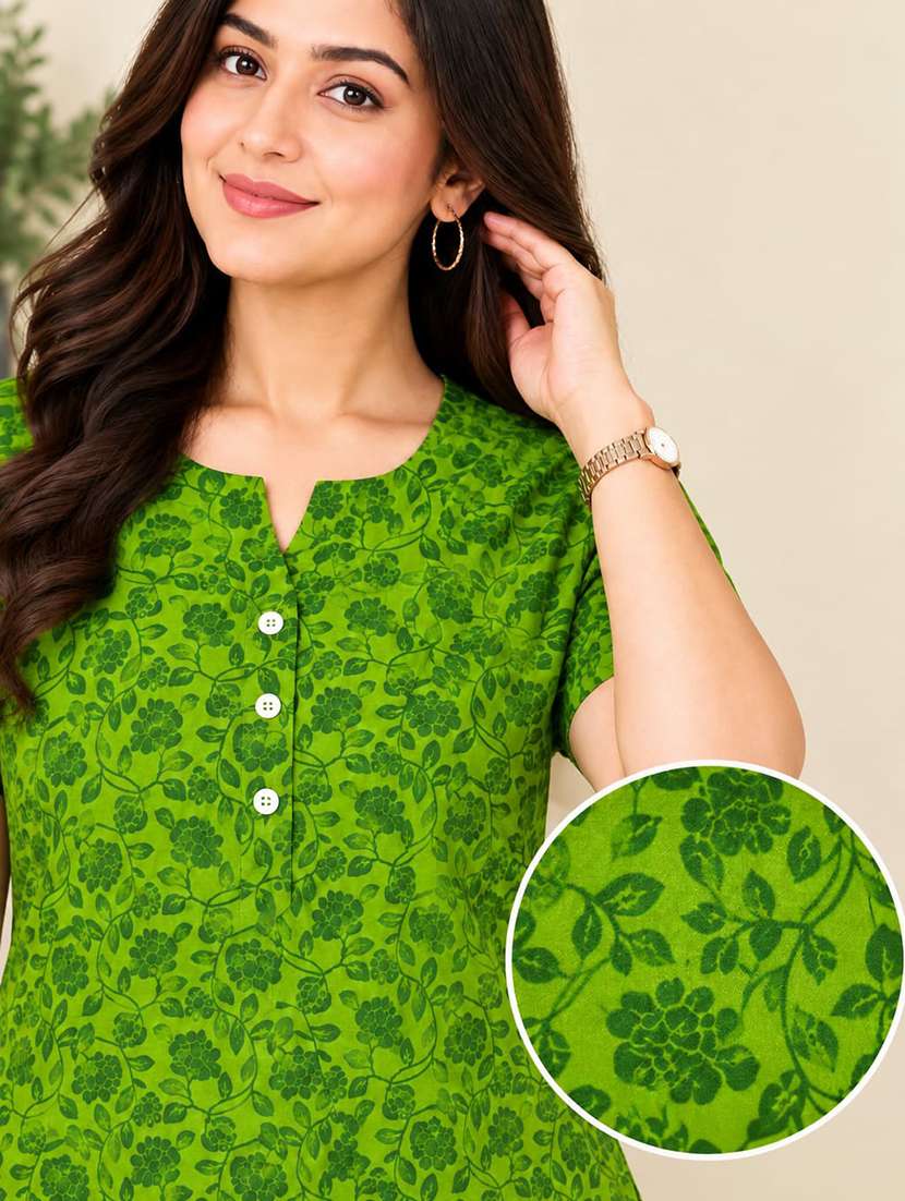 Women Printed Short Sleeves Straight Kurti - 22704446 -  Standard Image - 3