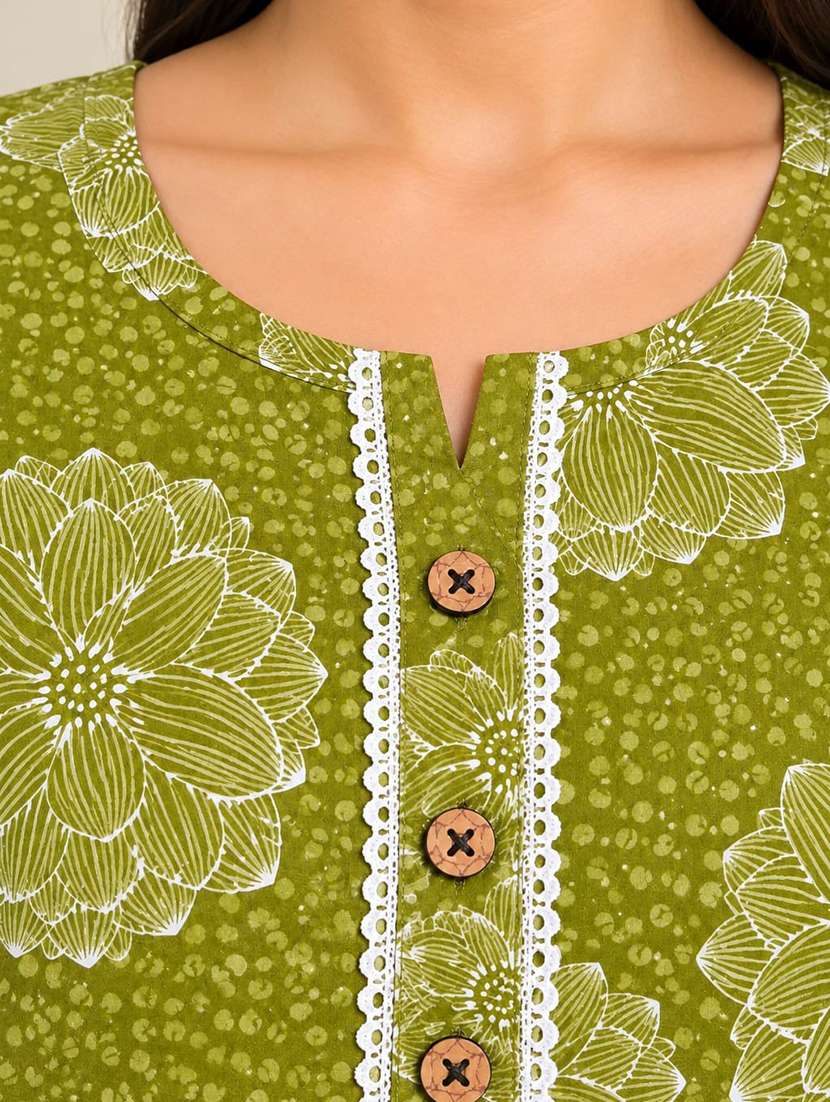 Women Printed Three Quarter Sleeves Straight Kurti - 22704452 -  Standard Image - 3