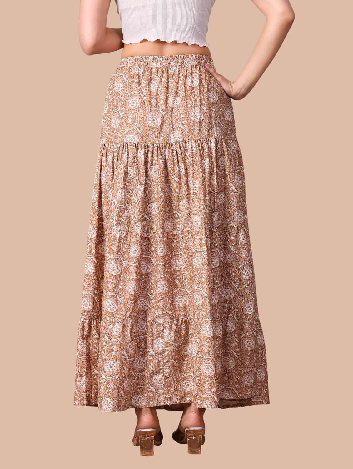 Women Printed Mid Rise Flared Skirt - 22704656 -  Standard Image - 3
