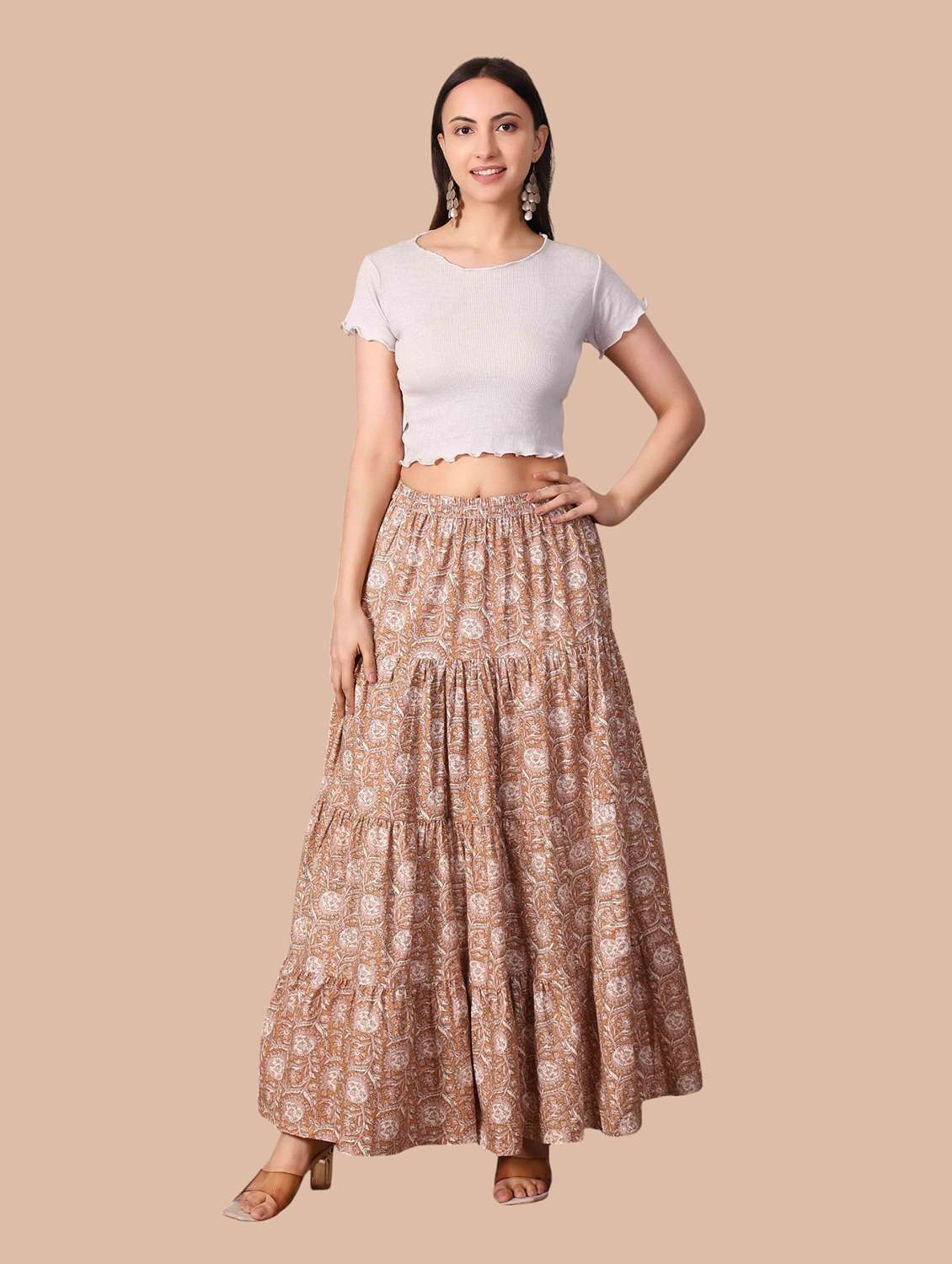 Women Printed Mid Rise Flared Skirt - 22704656 -  Standard Image - 5