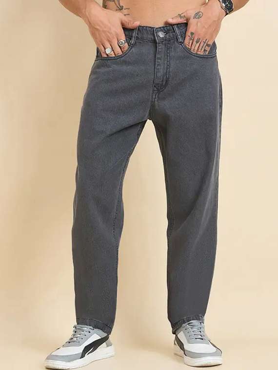 men plain mid rise full length relaxed fit jeans