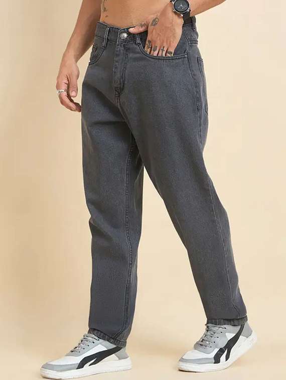 Men Plain Mid Rise Full Length Relaxed Fit Jeans - 22704760 -  Standard Image - 3