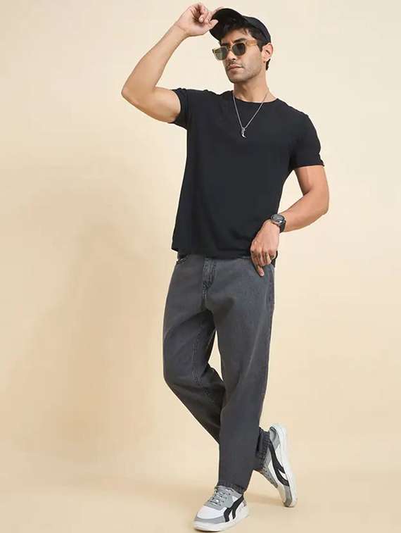 Men Plain Mid Rise Full Length Relaxed Fit Jeans - 22704760 -  Standard Image - 5