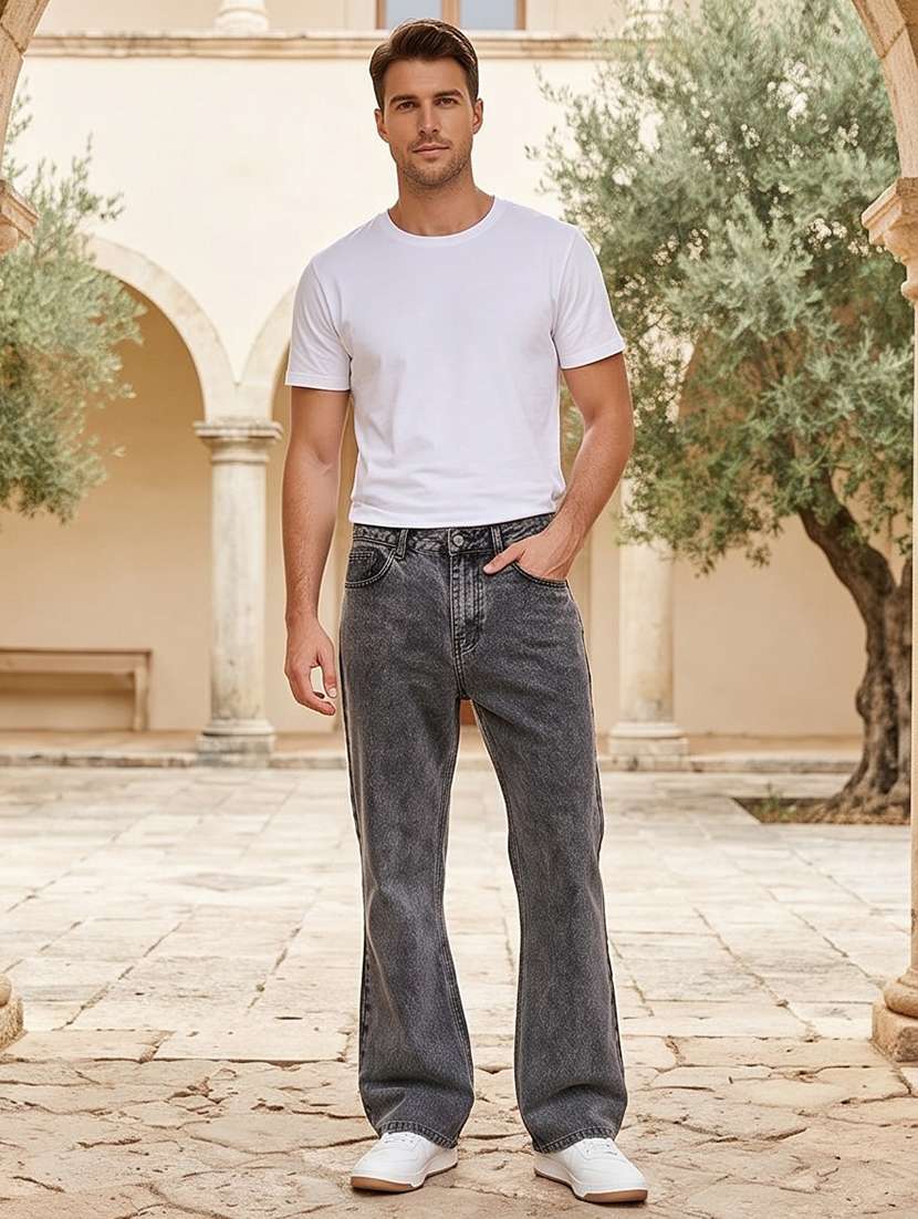 Men Washed Mid Rise Full Length Bootcut Jeans - 22704781 -  Standard Image - 3
