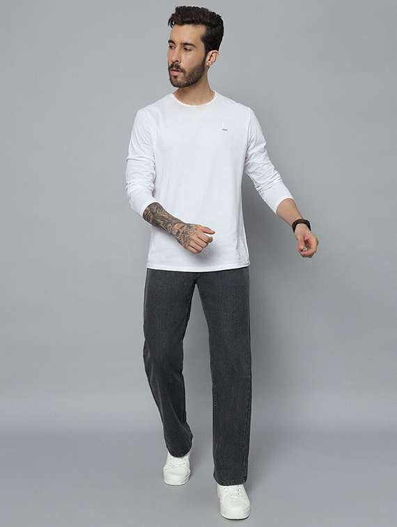 Men Plain Mid Rise Full Length Straight Jeans - 22704793 -  Standard Image - 3