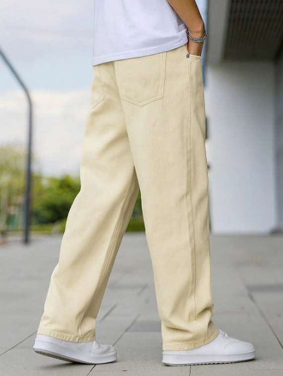 Men Plain Mid Rise Full Length Baggy Jeans - 22704843 -  Standard Image - 3