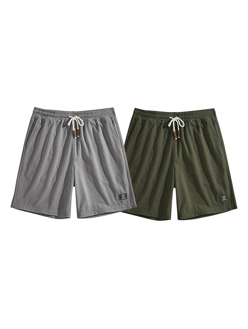 men pack of 2 self design mid rise shorts