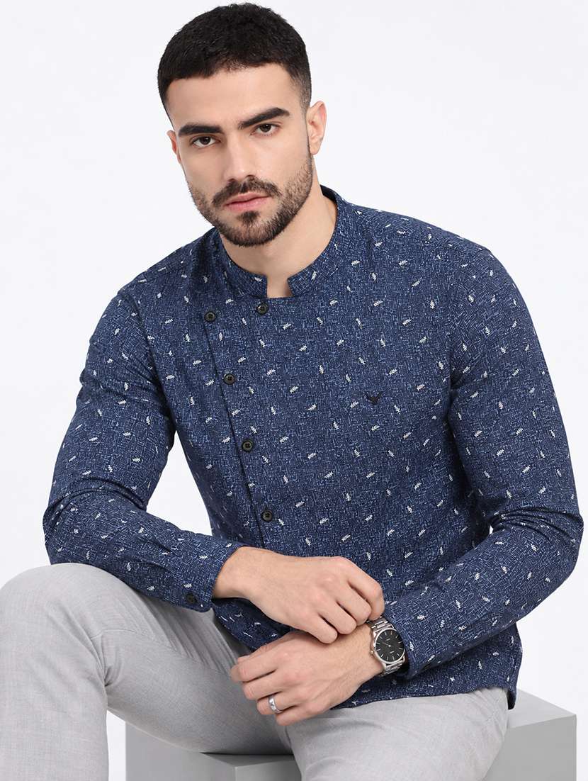 men printed long sleeves regular fit casual shirt