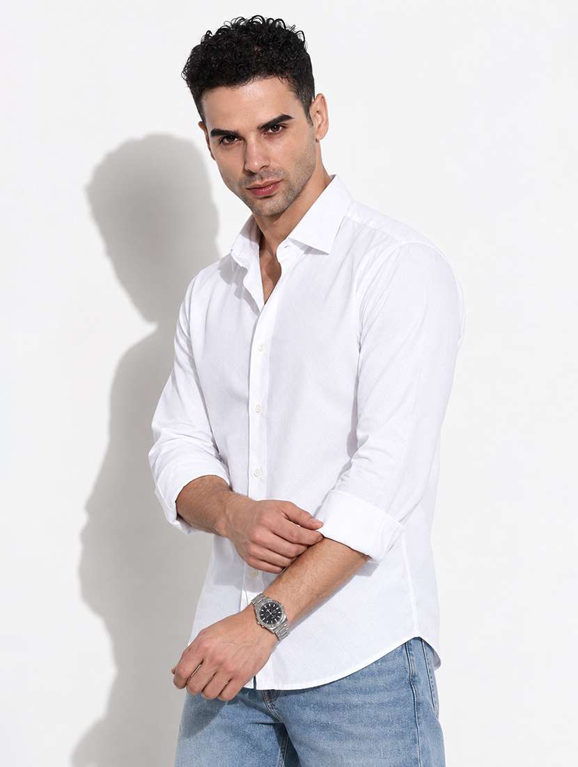 men solid long sleeves regular fit casual shirt
