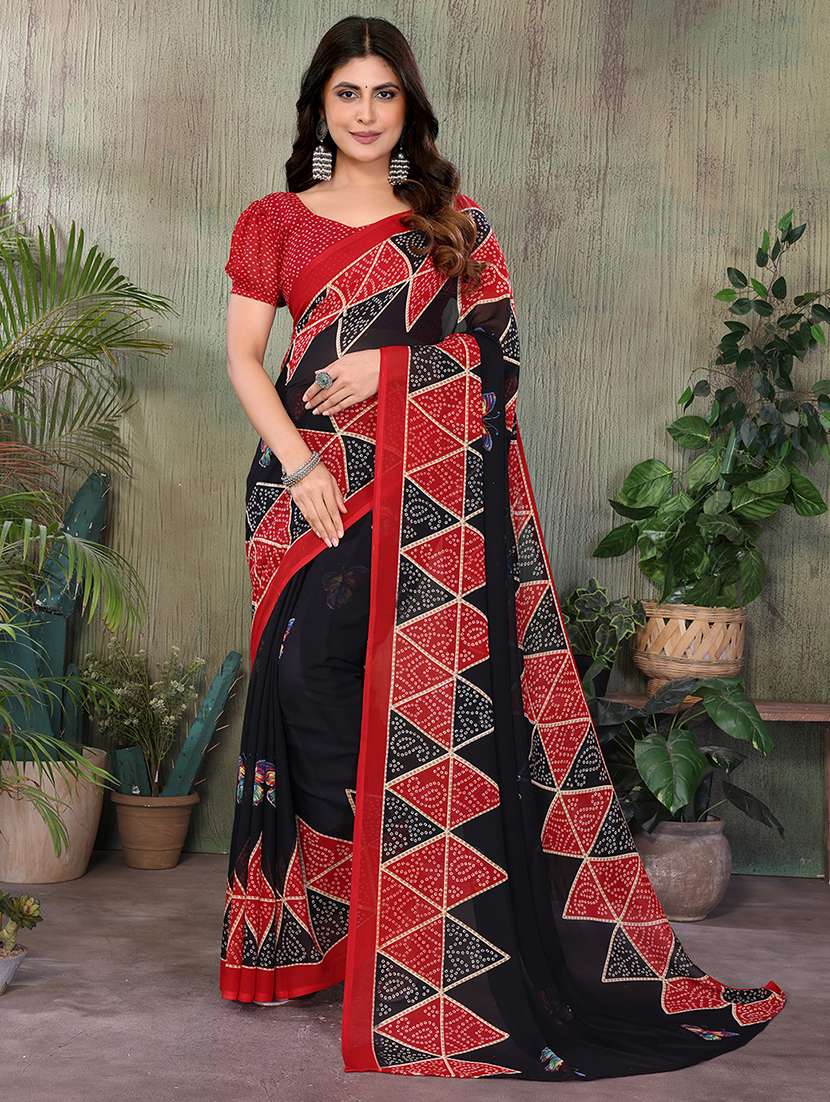 women printed casual wear saree with blouse