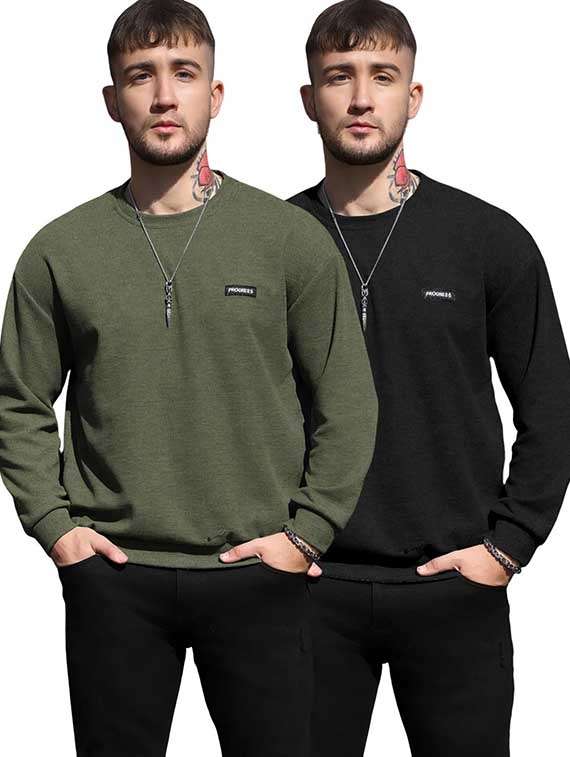 men pack of 2 solid long sleeves sweatshirt