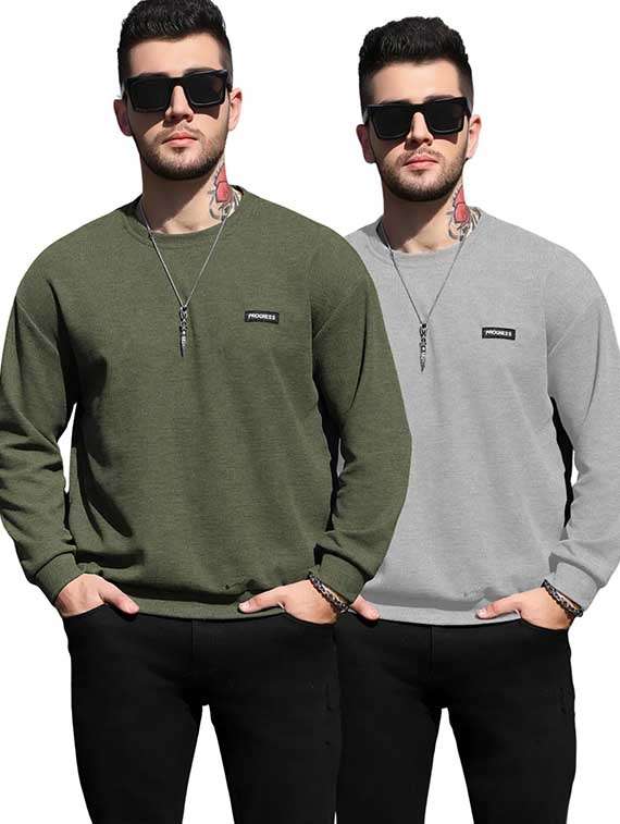 men pack of 2 solid long sleeves sweatshirt