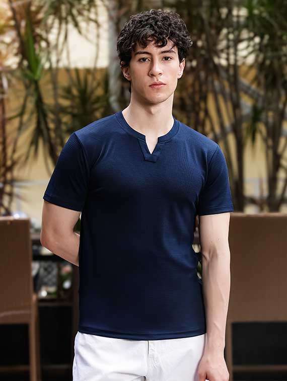men solid short sleeves slim fit t-shirt
