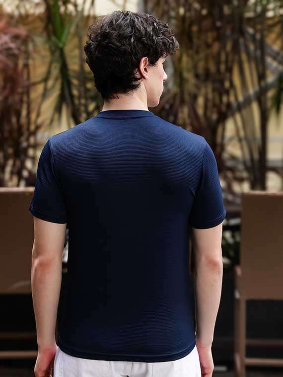 Men Solid Short Sleeves Slim Fit T-shirt - 22706010 -  Standard Image - 3