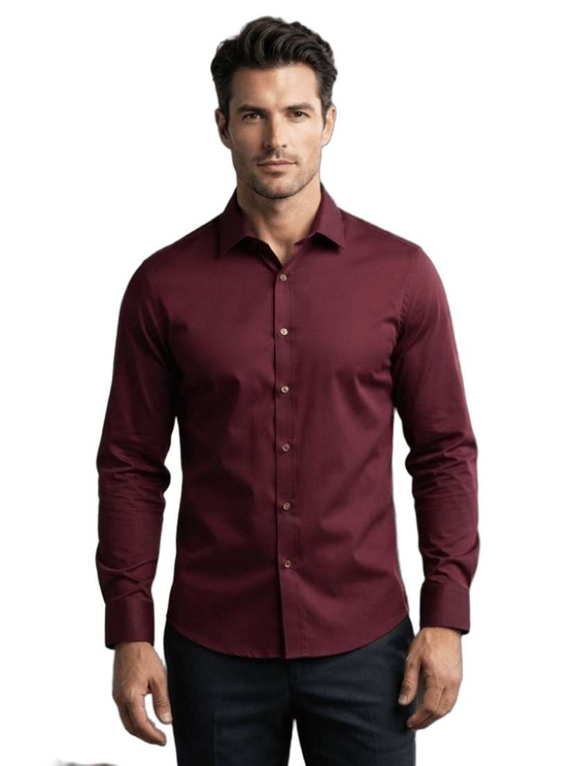 men solid long sleeves regular fit casual shirt