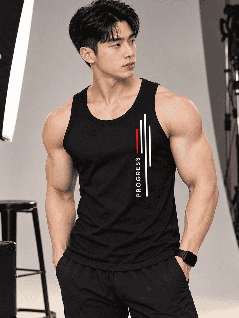 men printed sleeveless vest