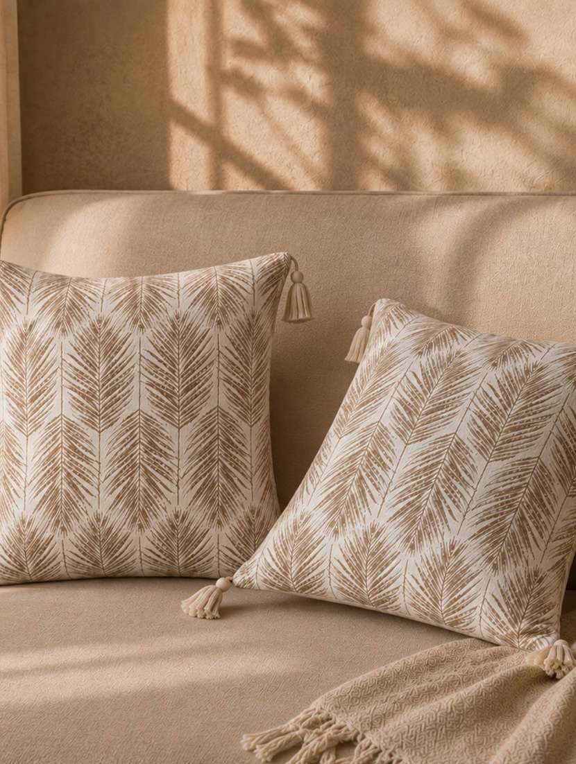 mezposh off white botanical embroidered acrylic cushion cover (16"x16")