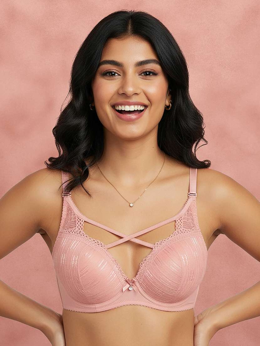 women self design half coverage push up bra