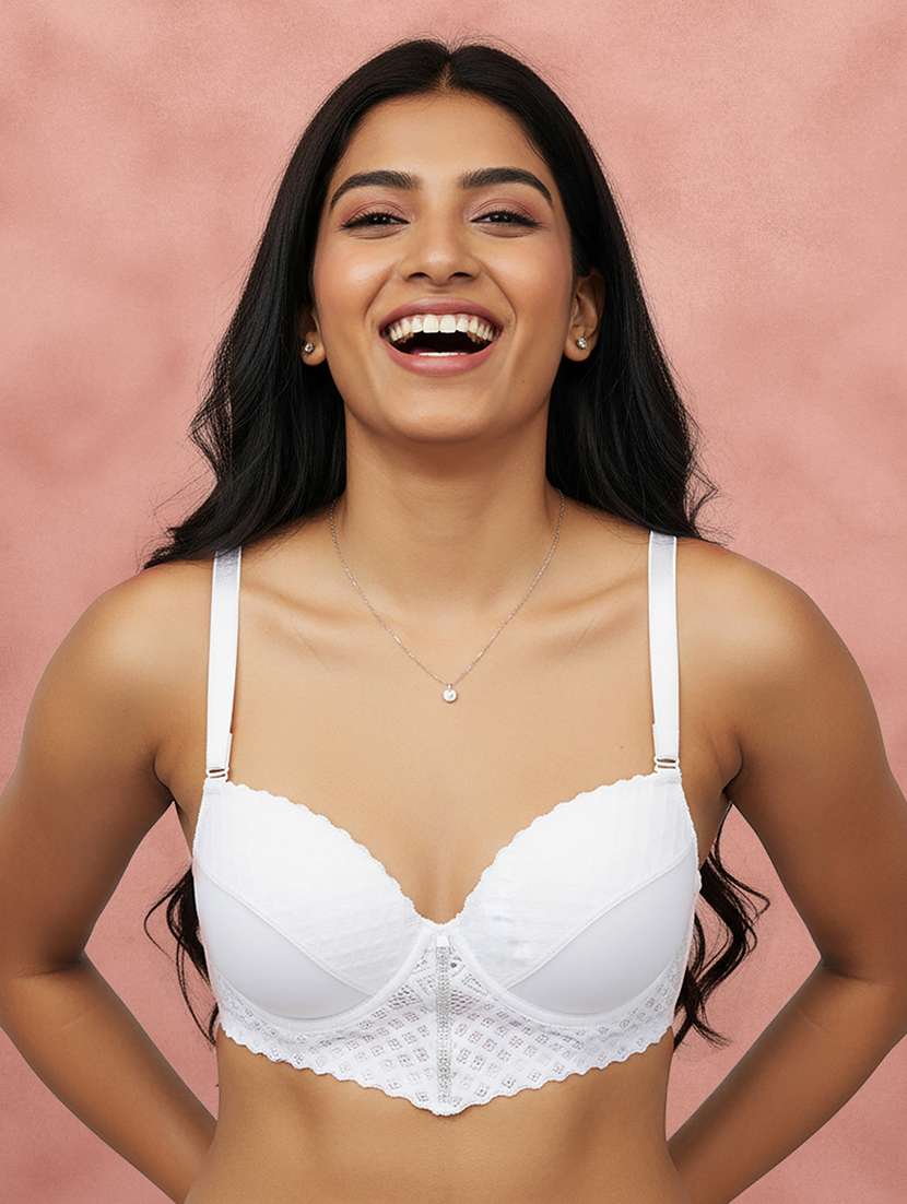women self design half coverage push up bra