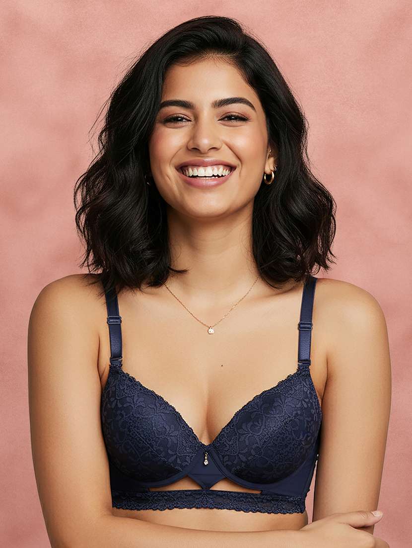 women self design half coverage push up bra