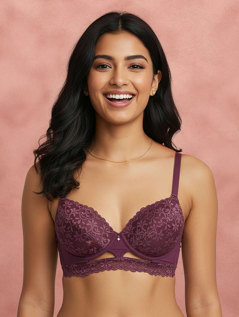 women self design half coverage push up bra