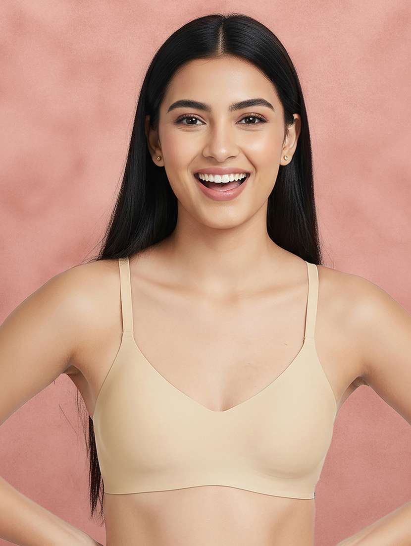 women solid three fourth coverage t-shirt bra