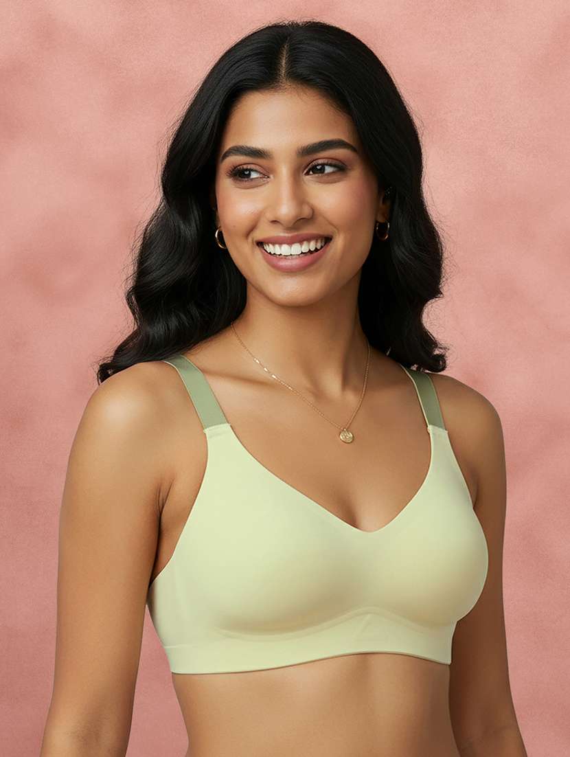 women solid three fourth coverage t-shirt bra