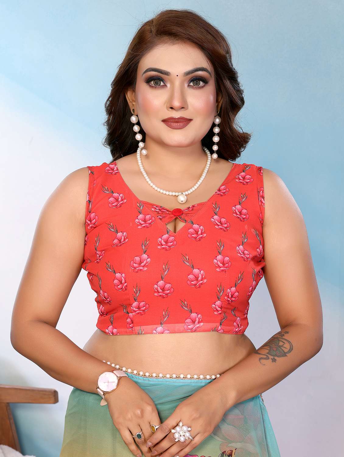 Women Printed Casual Wear Saree With Blouse - 22707302 -  Standard Image - 5