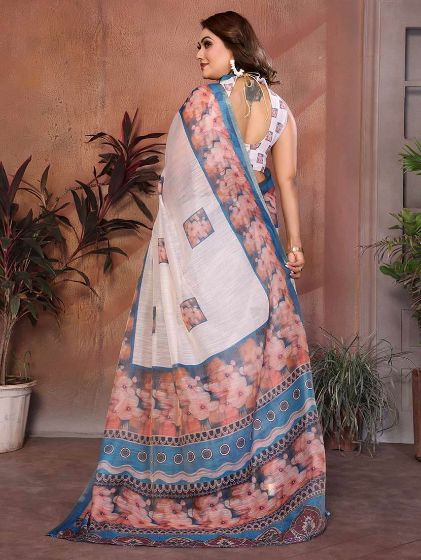 Women Printed Casual Wear Saree With Blouse - 22707338 -  Standard Image - 3