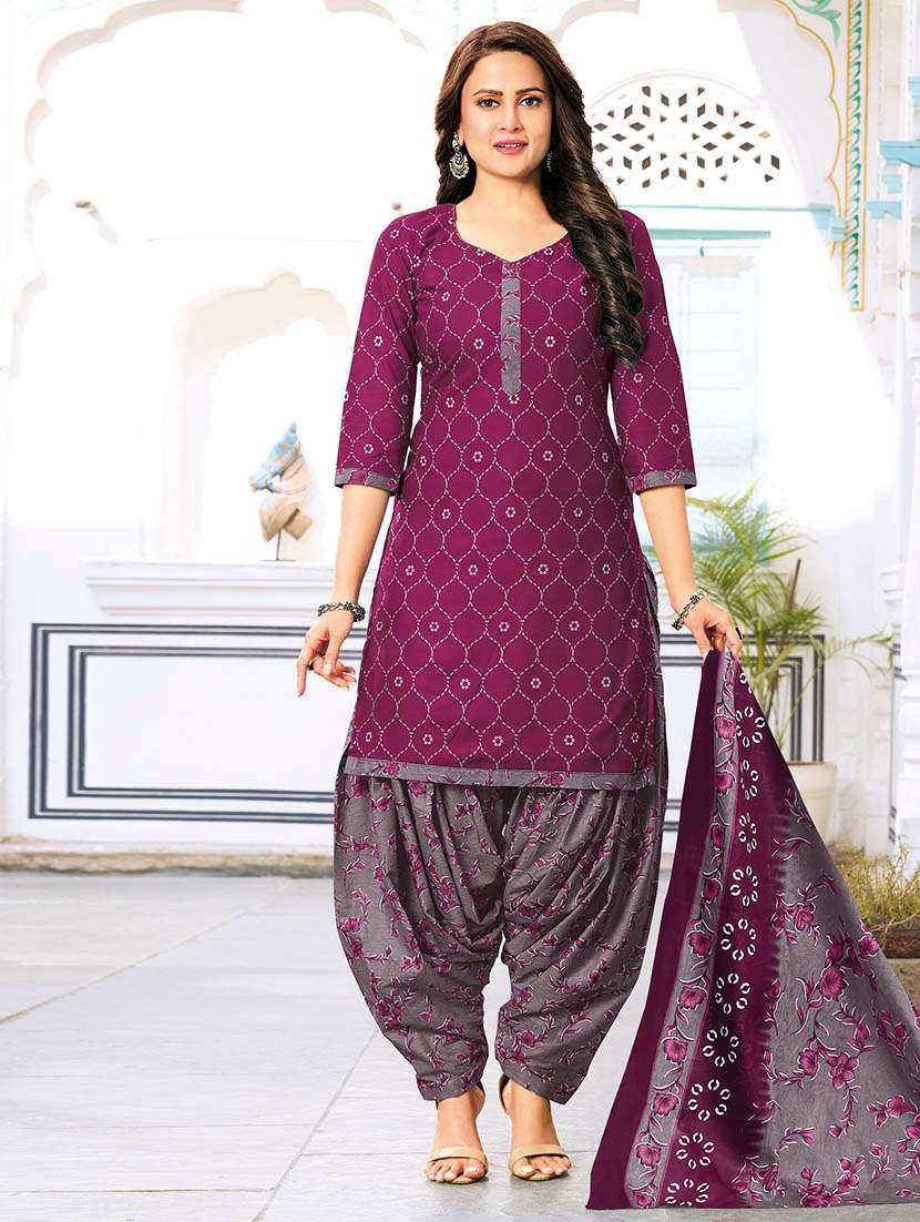women printed unstitched suit set