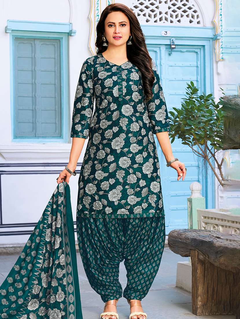 blue cotton unstitched suit