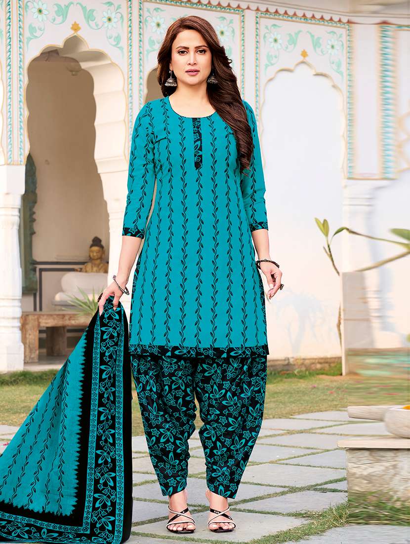 blue cotton unstitched suit