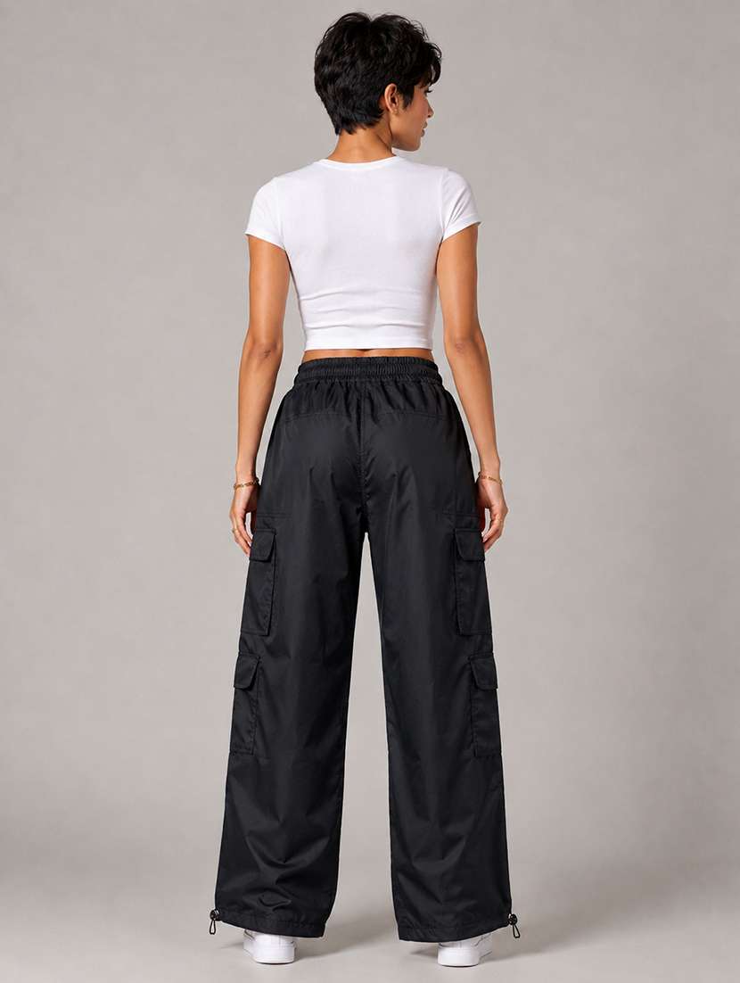 Women Solid High Rise Relaxed Fit Cargo - 22718724 -  Standard Image - 5
